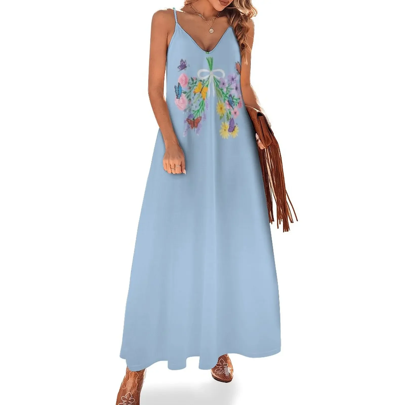 Flower Lungs With Butterflies Sleeveless Dress Women's summer dresses Women's evening dress 
Flower Lungs With Butterflies Sleeveless Dress Women's summer dresses Women's evening dress