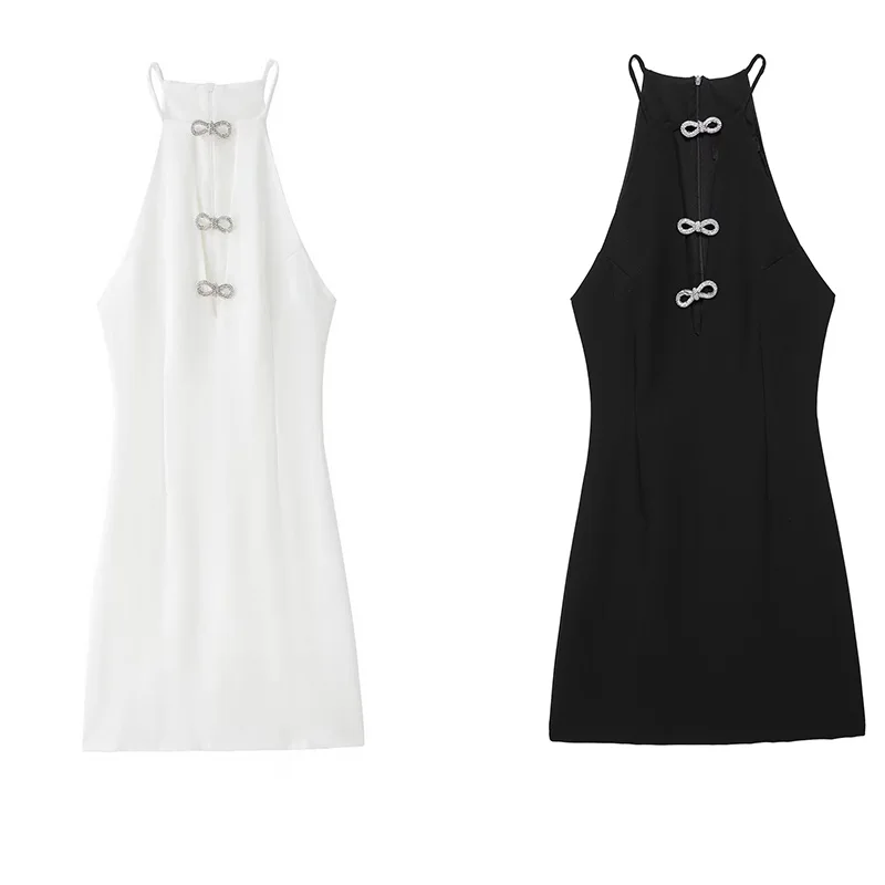 Summer Elegant Women's Hanging Neck Collar Dress 2024 New Casual Backless Sleeveless Slim Sexy Bowknot Mini Black Dresses
Summer Elegant Women's Hanging Neck Collar Dress 2024 New Casual Backless Sleeveless Slim Sexy Bowknot Mini Black Dresses