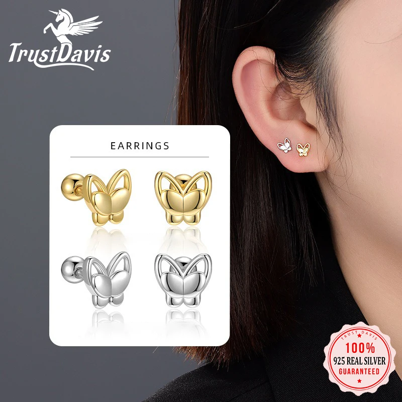 TrustDavis 925 Sterling Silver Women's Fashion Simple Hollow Butterfly Screw Earrings for Women Girls Jewelry Gift DS4270
TrustDavis 925 Sterling Silver Women's Fashion Simple Hollow Butterfly Screw Earrings for Women Girls Jewelry Gift DS4270