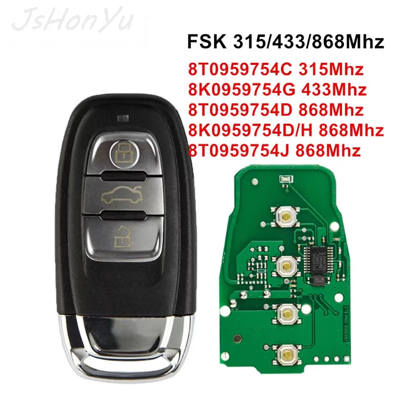 JsHonYu 315/433/868MHz PCF7945A Remote Key for Audi A4 A5 Q5 S5 8T0959754C 8T0959754D 8K0959754G 8K0959754D 8K0959754H Fob
JsHonYu 315/433/868MHz PCF7945A Remote Key for Audi A4 A5 Q5 S5 8T0959754C 8T0959754D 8K0959754G 8K0959754D 8K0959754H Fob