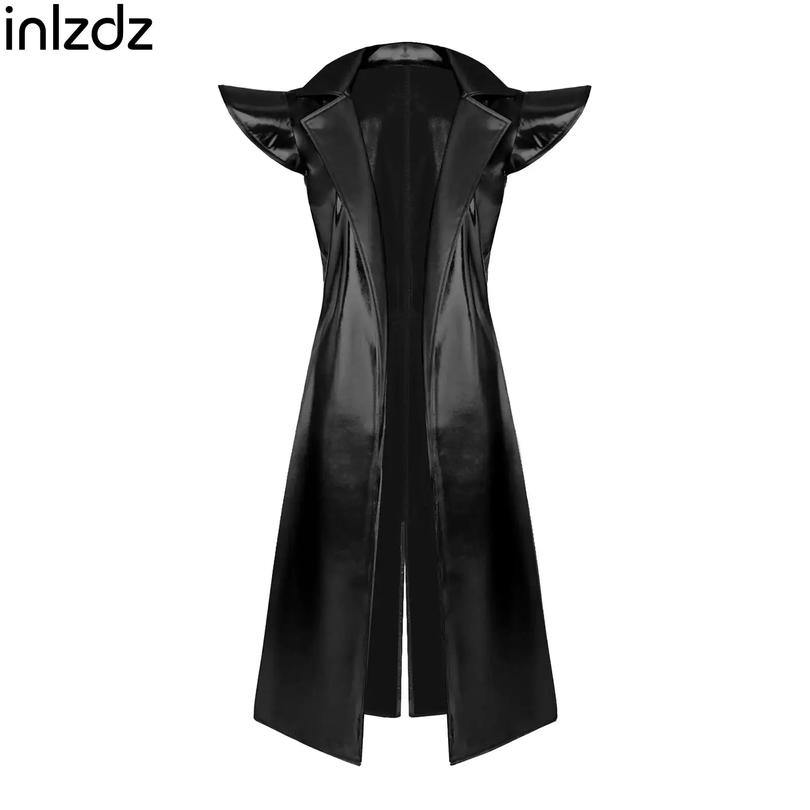 Womens Metallic Shiny Trench Coat Sleeveless Notch Lapel Open Front Belted Long Hip Hop Jacket Jazz Rock Party Outwear Clubwear
Womens Metallic Shiny Trench Coat Sleeveless Notch Lapel Open Front Belted Long Hip Hop Jacket Jazz Rock Party Outwear Clubwear