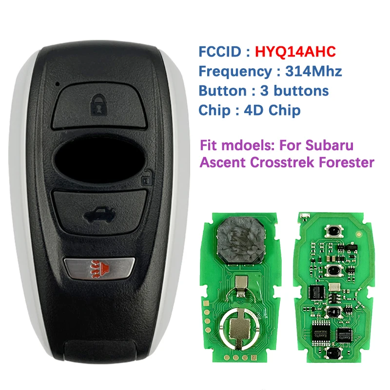 CN034008 Aftermarket 4 Button Smart Key HYQ14AHC 314Mhz 4D Chip For Subaru BRZ XV Crosstrek Forester Impreza Outback 2014-2018
CN034008 Aftermarket 4 Button Smart Key HYQ14AHC 314Mhz 4D Chip For Subaru BRZ XV Crosstrek Forester Impreza Outback 2014-2018