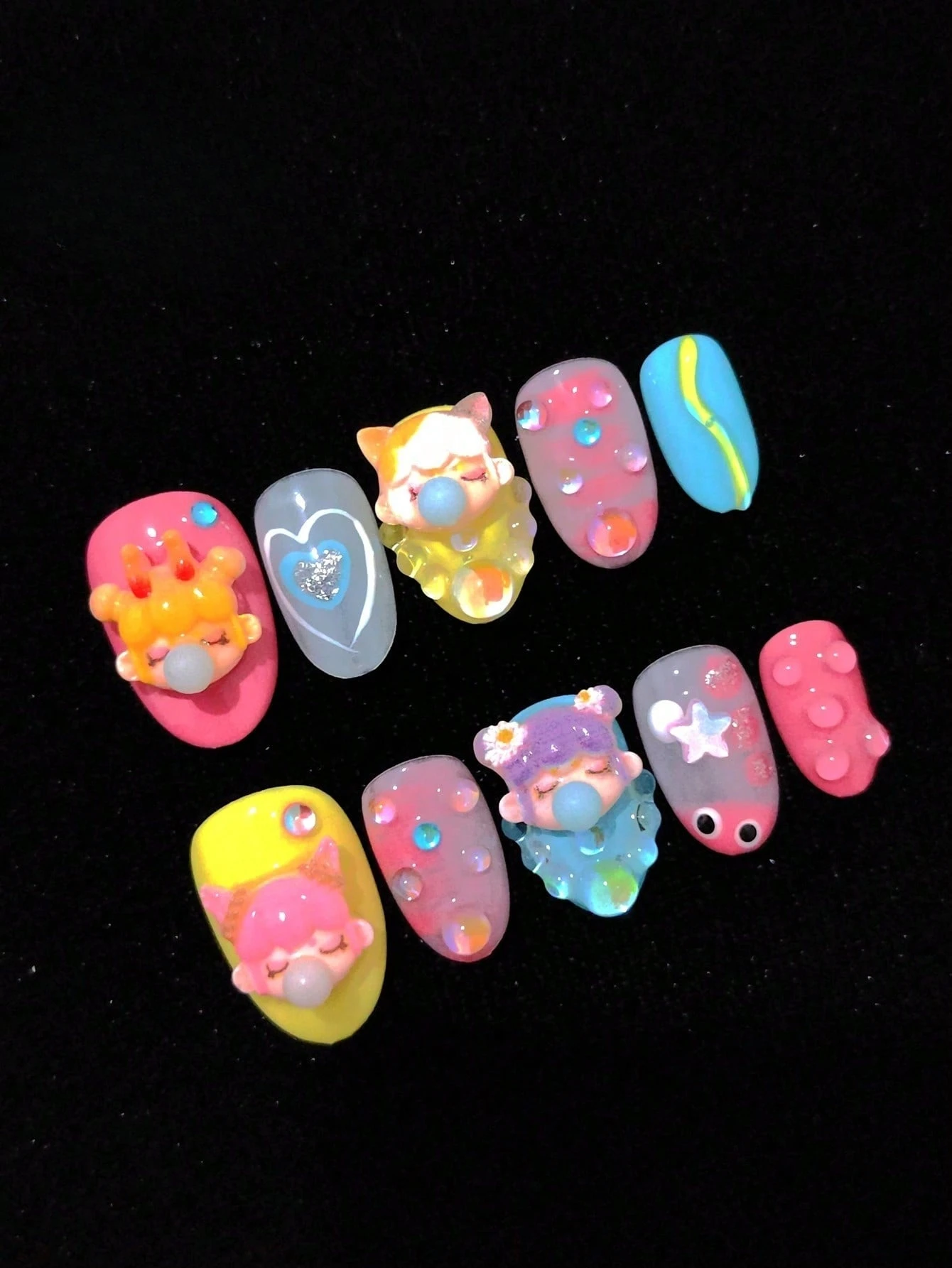 1Pc/10Pcs Set Handmade Colorful Bubble Gum Girl Style Reusable Nail Art, Comes With Tool Kit Press On Nails Nail Supplies Nails
1Pc/10Pcs Set Handmade Colorful Bubble Gum Girl Style Reusable Nail Art, Comes With Tool Kit Press On Nails Nail Supplies Nails