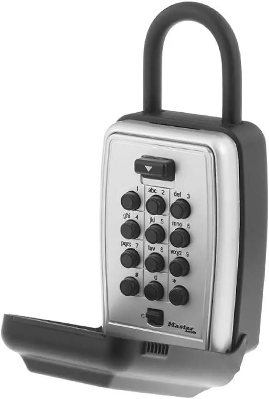 Outdoor Key Lock Box with Push Buttons, Easy Set and Change Combination for Secure Key Storage