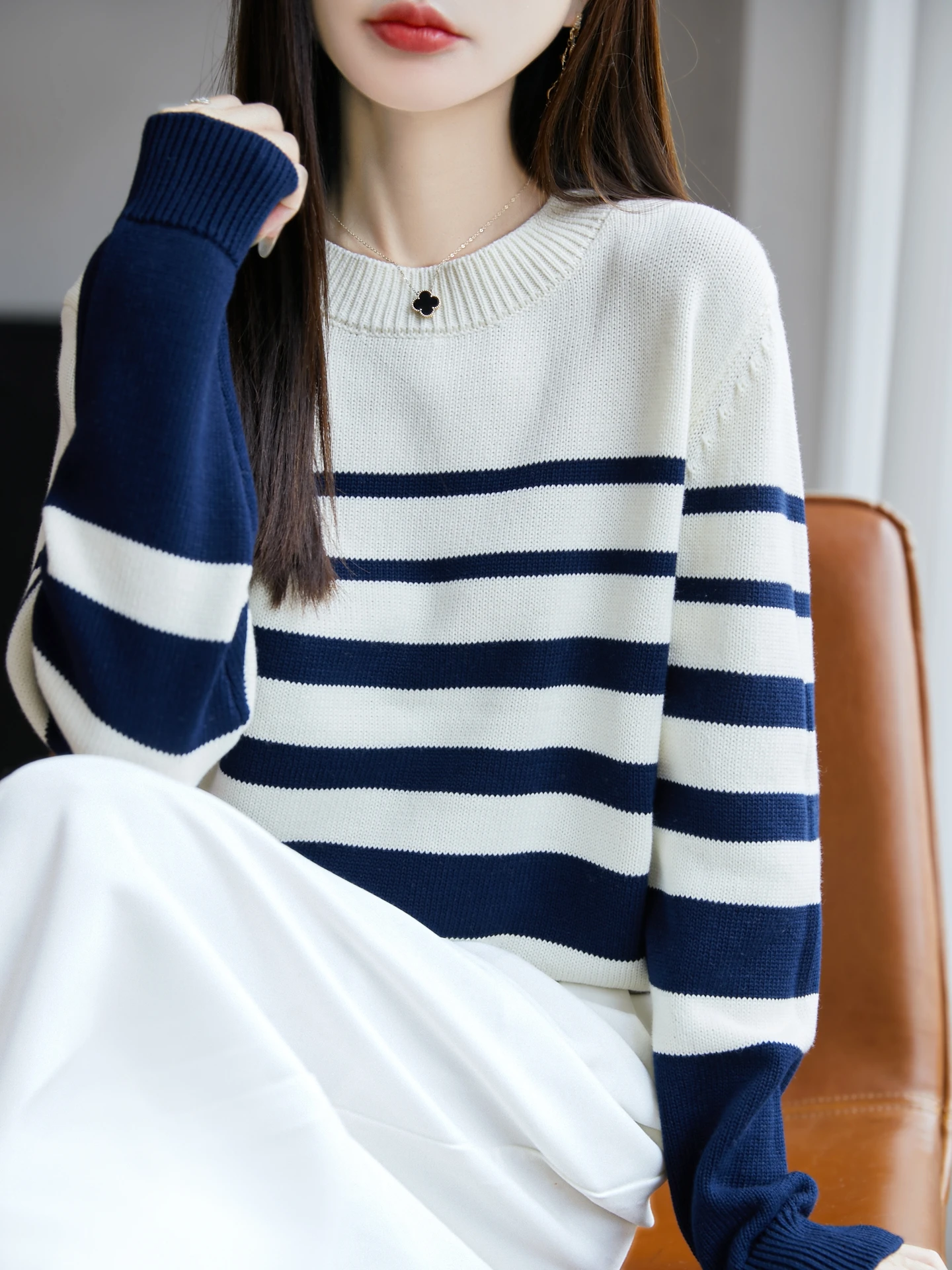 Women's round Ne Knitted Sweater Long Sve Cotton Tead Slim Fit Base Layer irt Tiled Stripe Color Colion Autumn Wi...
Women's round Ne Knitted Sweater Long Sve Cotton Tead Slim Fit Base Layer irt Tiled Stripe Color Colion Autumn Wi...