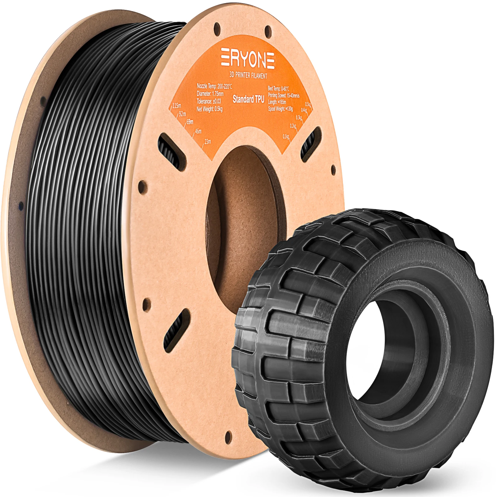 ERYONE TPU 95A 3D Printer Filament 1.75mm, Flexible 95A Soft High Elasticity 500g Spool
ERYONE TPU 95A 3D Printer Filament 1.75mm, Flexible 95A Soft High Elasticity 500g Spool