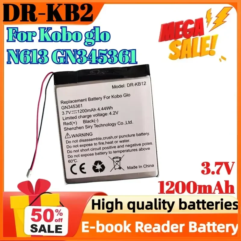 DR-KB2 3.7V 1200mAh Rechargeable Li-Polymer Li-ion Battery for Kobo Glo N613 GN345361 E-book Reader Battery
DR-KB2 3.7V 1200mAh Rechargeable Li-Polymer Li-ion Battery for Kobo Glo N613 GN345361 E-book Reader Battery