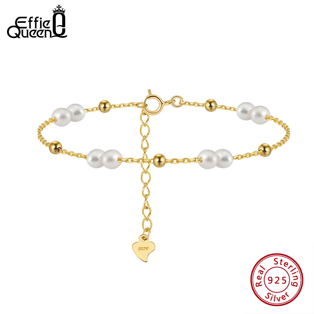 EFFIE QUEEN Genuine 925 Sterling Silver Pearl Bracelet Fashion 3MM Beaded Chain Bracelet Wedding 14K Gold Plated Jewelry GPB40
EFFIE QUEEN Genuine 925 Sterling Silver Pearl Bracelet Fashion 3MM Beaded Chain Bracelet Wedding 14K Gold Plated Jewelry GPB40