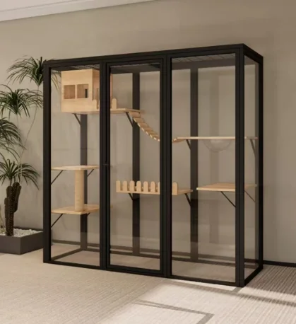 Custom High Quality Aluminum Alloy Frame With Tempered Glass Cat Villa Cat Luxury Space Room Professional Cat House
Custom High Quality Aluminum Alloy Frame With Tempered Glass Cat Villa Cat Luxury Space Room Professional Cat House