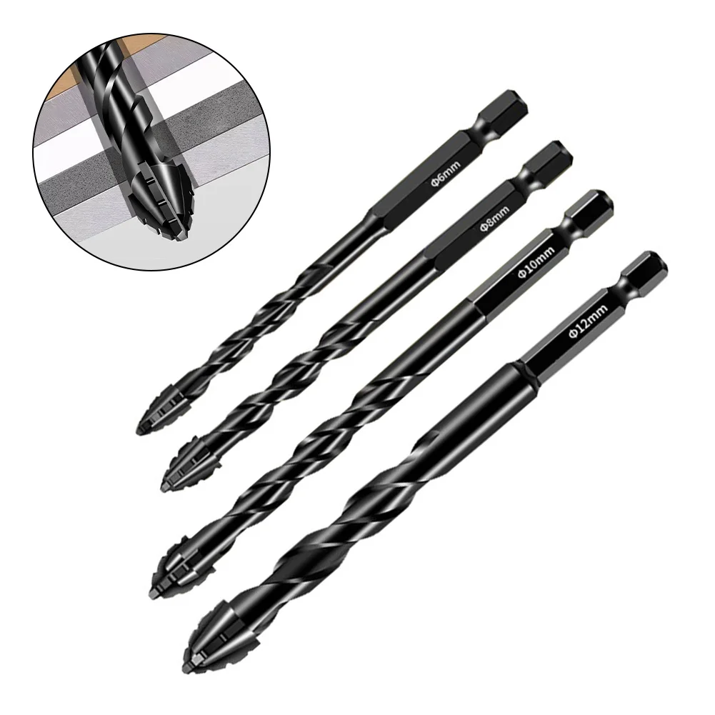 4pcs 6-12mm Four-Flute Eccentric Drill Bit Set Steel Alloy Triangle Drill Bit For Drilling Brick Glass Tile Woodworking Tools
4pcs 6-12mm Four-Flute Eccentric Drill Bit Set Steel Alloy Triangle Drill Bit For Drilling Brick Glass Tile Woodworking Tools