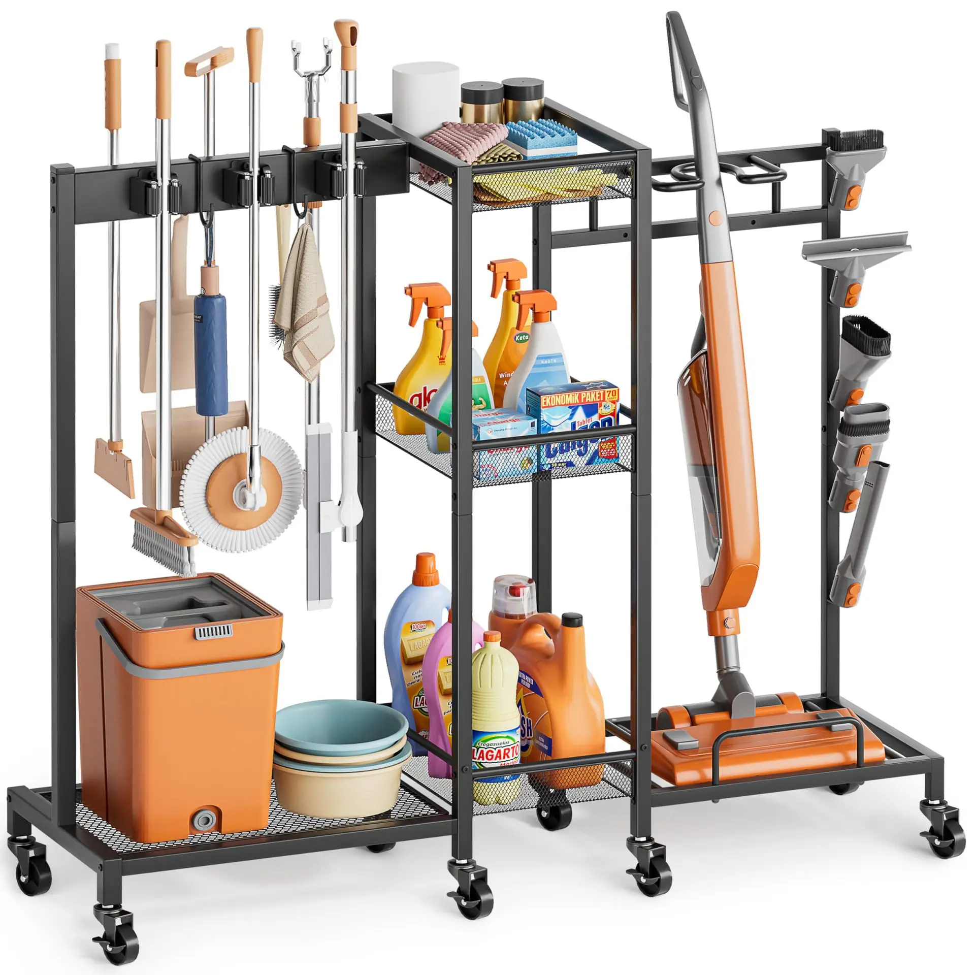 #Metal Cross-border Cleaning Tool Organizer with Three-Layer Movable Storage Rack for Garden Mops Brooms Sweepers
#Metal Cross-border Cleaning Tool Organizer with Three-Layer Movable Storage Rack for Garden Mops Brooms Sweepers