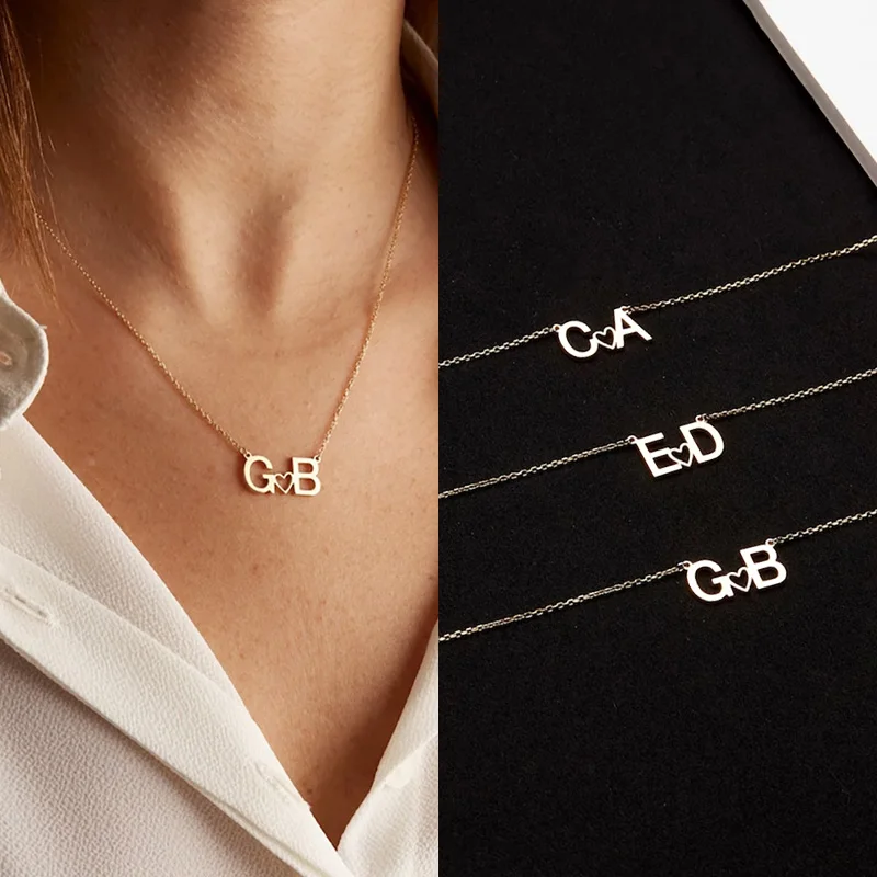 Custom Double Initial Necklaces for Women Girl Personalized Love Heart Letters Pendant Necklace Choker Stainless Steel Jewelry
Custom Double Initial Necklaces for Women Girl Personalized Love Heart Letters Pendant Necklace Choker Stainless Steel Jewelry