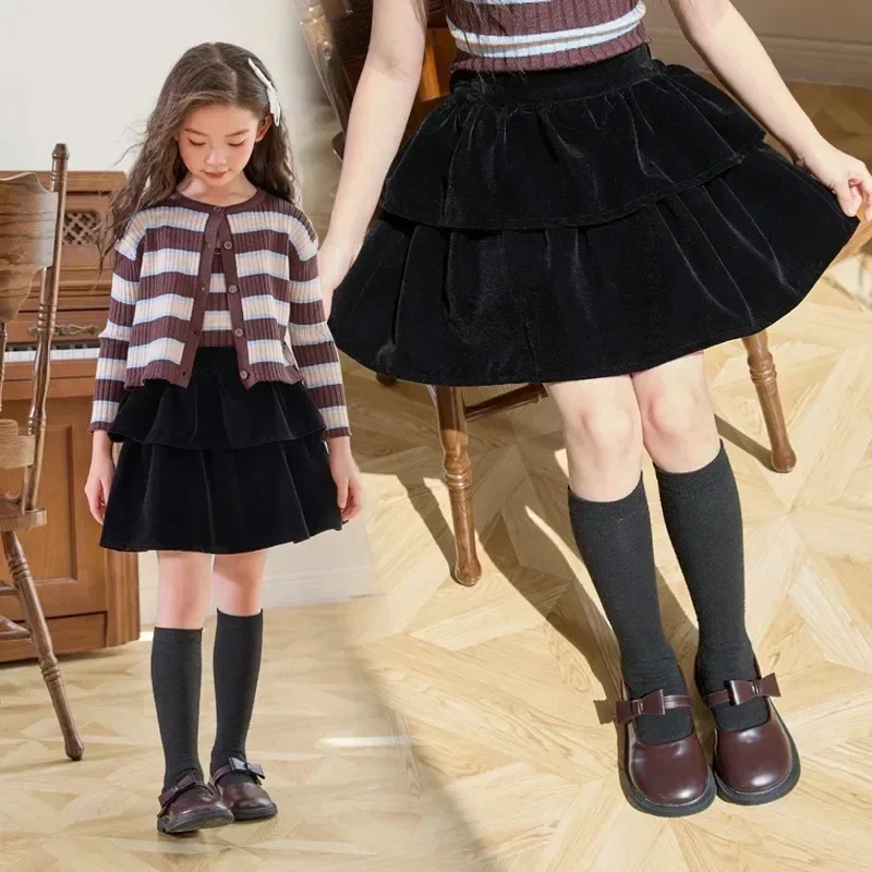 Children's Black Velvet Cake Skirt High-waisted A- line Mini Dress For Girls Spring Autumn 2024
Children's Black Velvet Cake Skirt High-waisted A- line Mini Dress For Girls Spring Autumn 2024