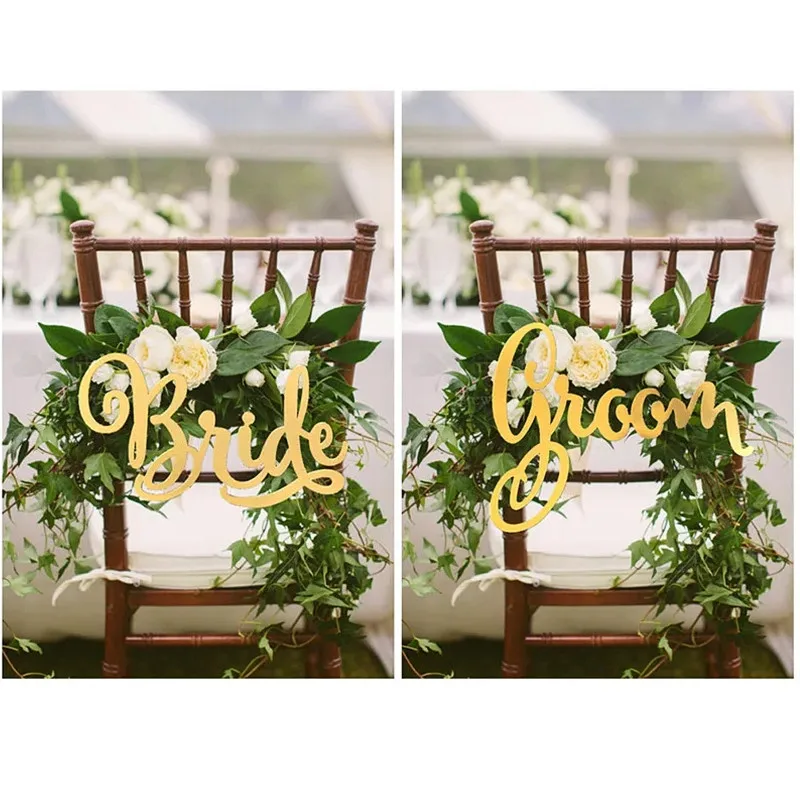 Acrylic Mirror Gold Wedding Chair Signs Bride and Groom Signs, Hanging Chair Signs for Wedding Chair Decoration Photo Props
Acrylic Mirror Gold Wedding Chair Signs Bride and Groom Signs, Hanging Chair Signs for Wedding Chair Decoration Photo Props