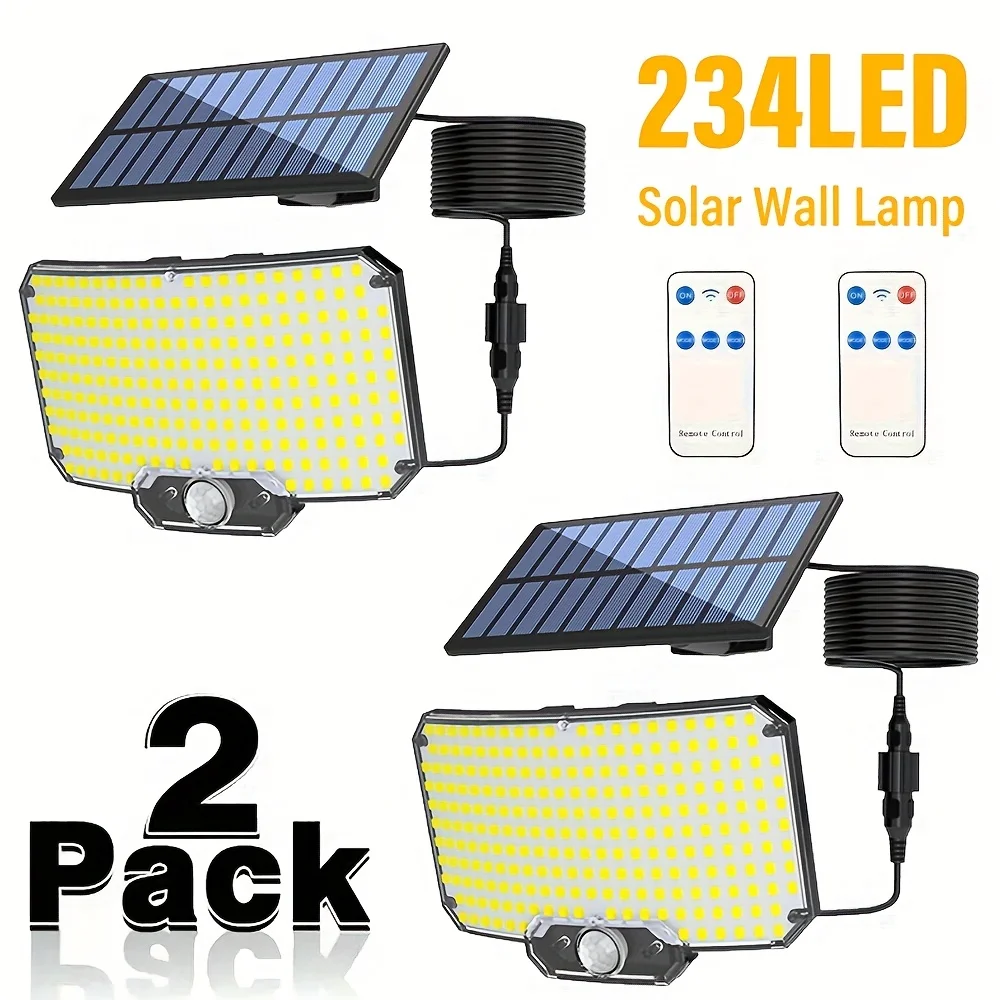 2 шт. супер яркий солнечный свет 234LED, уличный фонарь с ИК-датчиком, декоративный настенный светильник, несколько режимов переключения с дистанционным управлением
2 шт. супер яркий солнечный свет 234LED, уличный фонарь с ИК-датчиком, декоративный настенный светильник, несколько режимов переключения с дистанционным управлением