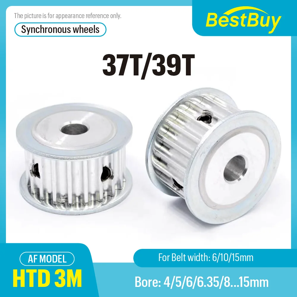 HTD 3M 37T/39Teeth Synchronizing Wheel Bore 4-15mm Timing Belt Width 6/10/15mm 3D printer CNC Parts
HTD 3M 37T/39Teeth Synchronizing Wheel Bore 4-15mm Timing Belt Width 6/10/15mm 3D printer CNC Parts