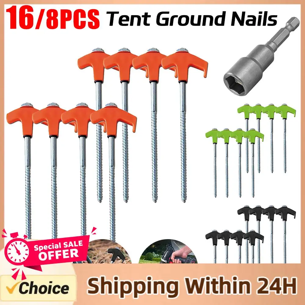 8/16Pcs Heavy Duty Spiral Screw with Hex Socket Stakes Ground Anchors Camping Stakes Tent Ground Nail Screw in Camping Tent Pegs
8/16Pcs Heavy Duty Spiral Screw with Hex Socket Stakes Ground Anchors Camping Stakes Tent Ground Nail Screw in Camping Tent Pegs