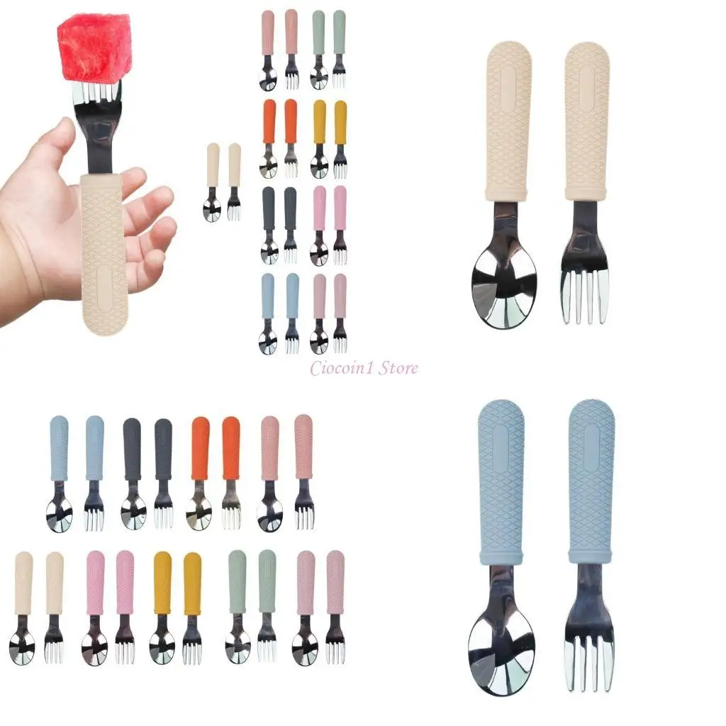Y1UB 2Pcs Children Safe Fork and Spoons Baby Utensils Children Cutlery Spoon Fork with Silicone Holding Silverware
Y1UB 2Pcs Children Safe Fork and Spoons Baby Utensils Children Cutlery Spoon Fork with Silicone Holding Silverware