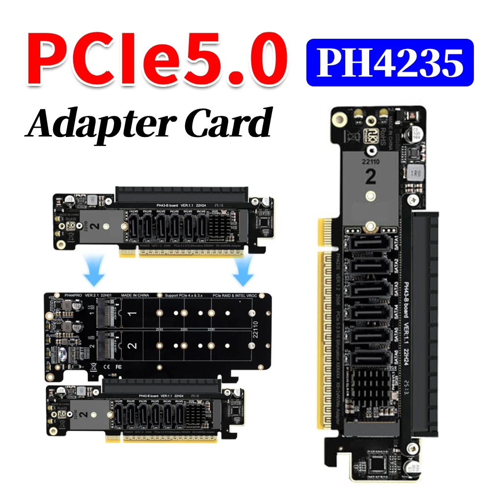 PH4235 PCIe5.0 Lane Splitting Expansion Adapter Card M.2 NVMe Port Expansion Card Adapter Compatible for Windows and Linux
PH4235 PCIe5.0 Lane Splitting Expansion Adapter Card M.2 NVMe Port Expansion Card Adapter Compatible for Windows and Linux