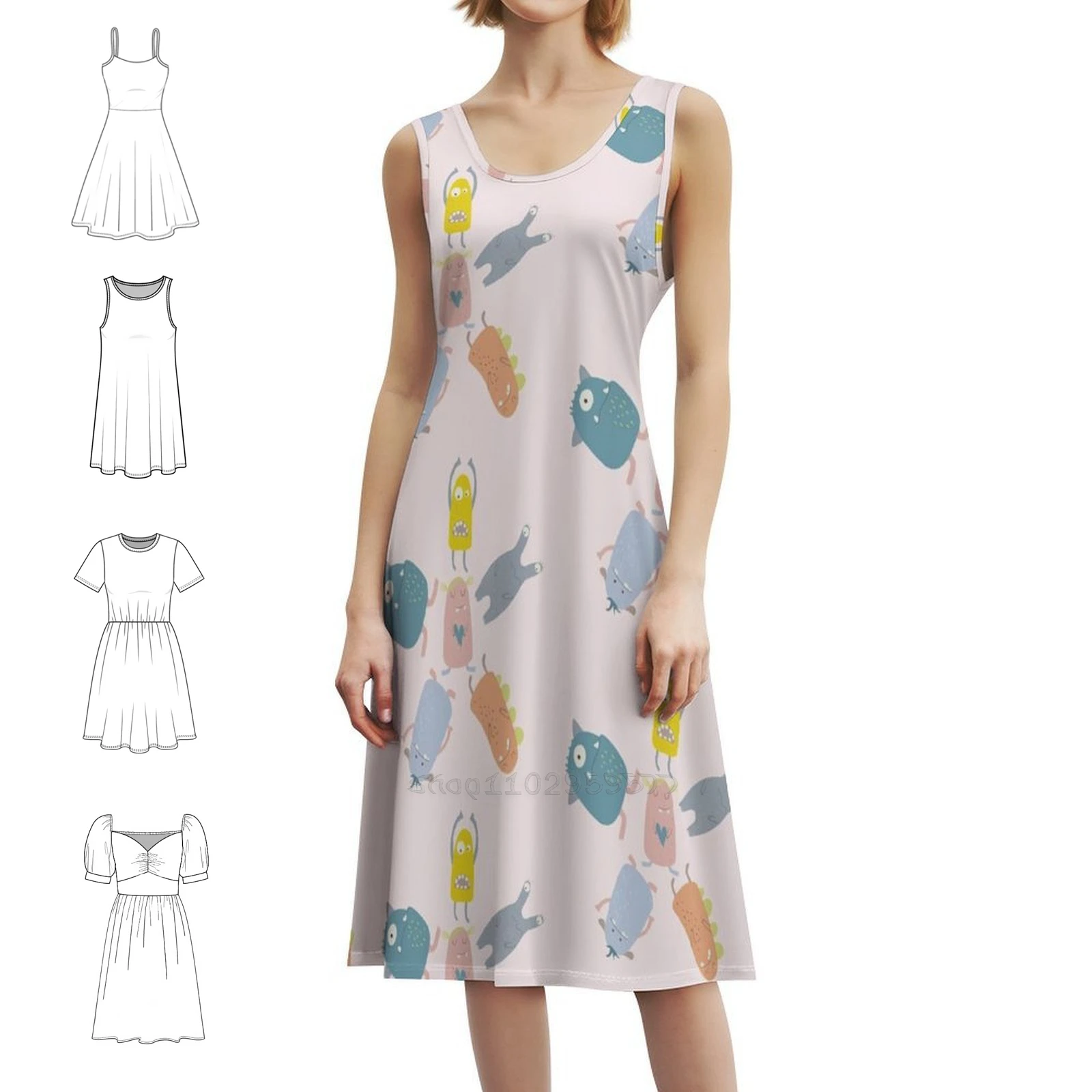 Monster Friends Bohemian Sleeveless Dress Multi-Print Beach Vacation Party Dress Monster Friends Cute Big Mouth Monsters Dress
Monster Friends Bohemian Sleeveless Dress Multi-Print Beach Vacation Party Dress Monster Friends Cute Big Mouth Monsters Dress