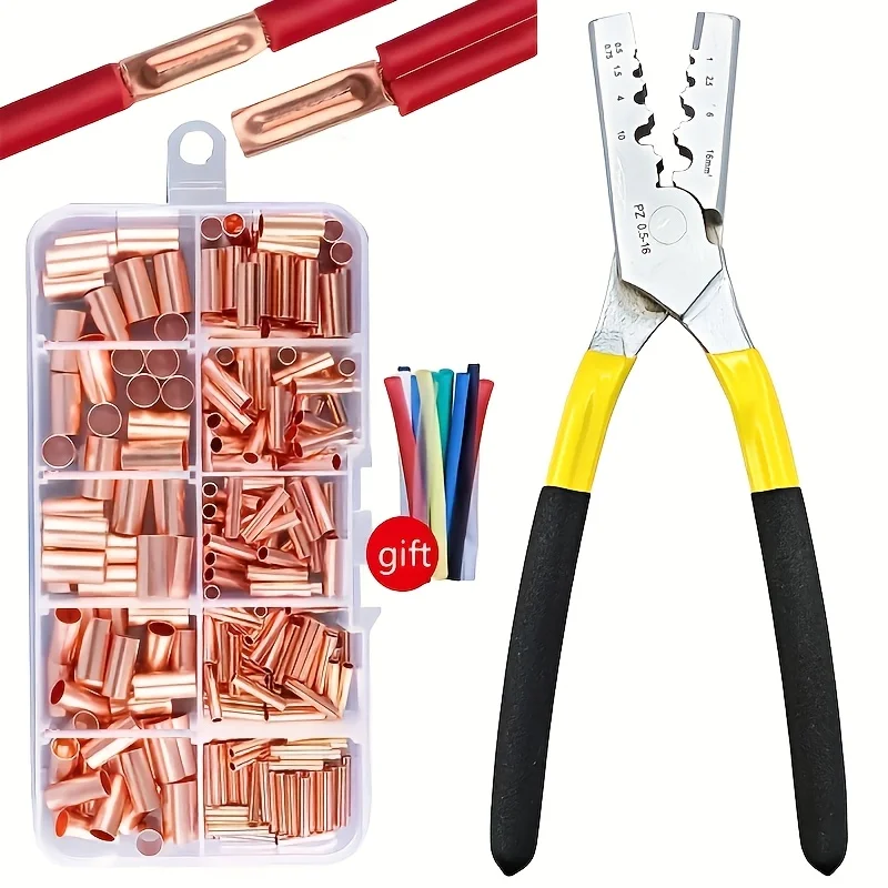 250pcs Copper Connecting Pipe Kit with Crimping Pliers for Secure Wire Joints And Cable Lugs
250pcs Copper Connecting Pipe Kit with Crimping Pliers for Secure Wire Joints And Cable Lugs