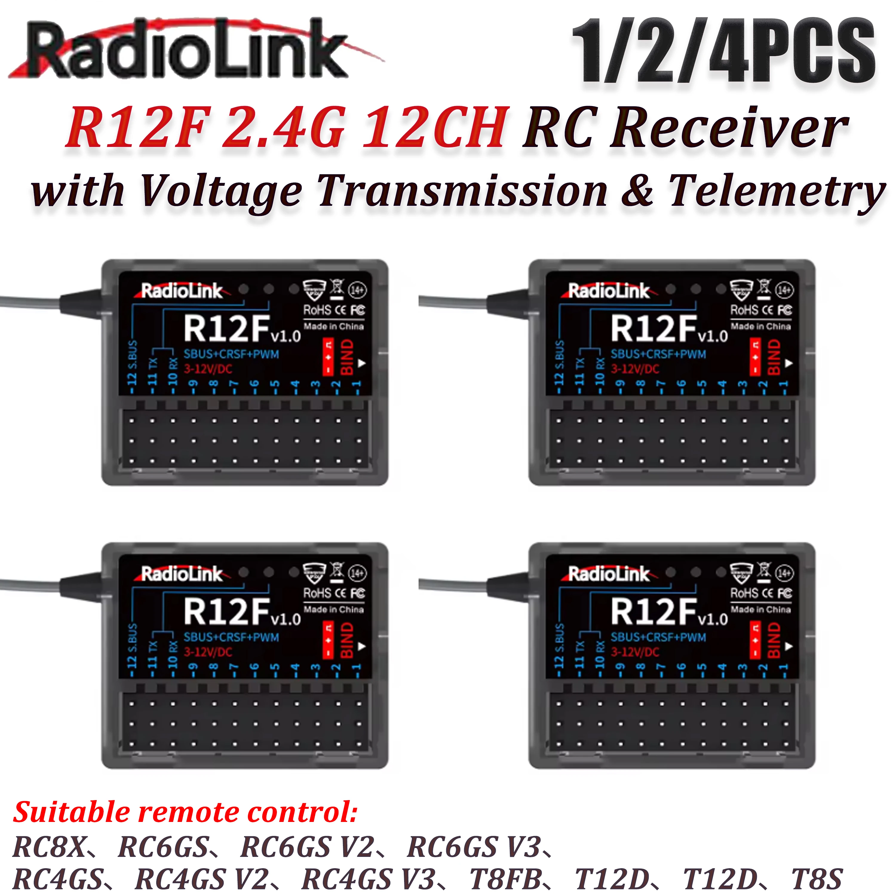 1/2/4PCS Radiolink R12F 12-Channel 2.4G RC Receiver with Voltage Transmission & Telemetry Long Range RX for RC Crawler Drift Car
1/2/4PCS Radiolink R12F 12-Channel 2.4G RC Receiver with Voltage Transmission & Telemetry Long Range RX for RC Crawler Drift Car