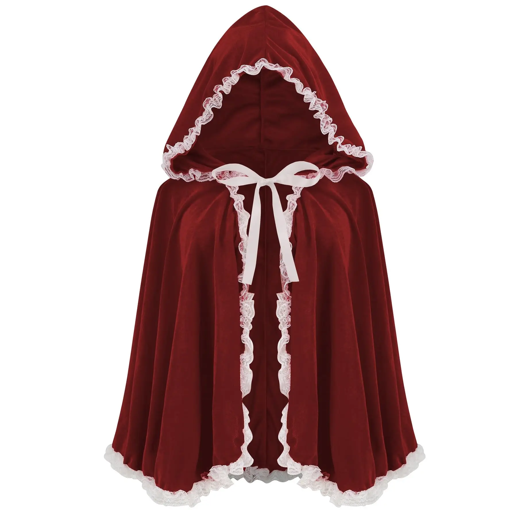 Burgundy Velvet Lace White-edged Hooded Velvet Cape Ladies Cloak Halloween Christmas Cosplay Party Fancy Cape
Burgundy Velvet Lace White-edged Hooded Velvet Cape Ladies Cloak Halloween Christmas Cosplay Party Fancy Cape