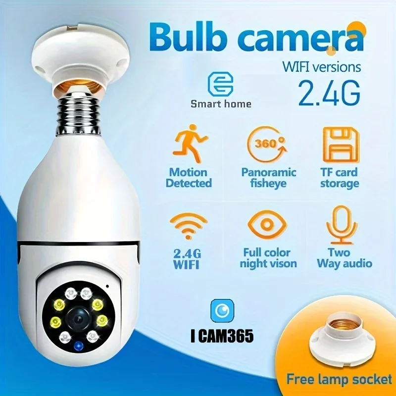 2.4GHz WiFi 1080P Panoramic Buib Security Camera P/T Motion Detection Night Vision Two-Way Audio Real-Time Video Surveillance
2.4GHz WiFi 1080P Panoramic Buib Security Camera P/T Motion Detection Night Vision Two-Way Audio Real-Time Video Surveillance