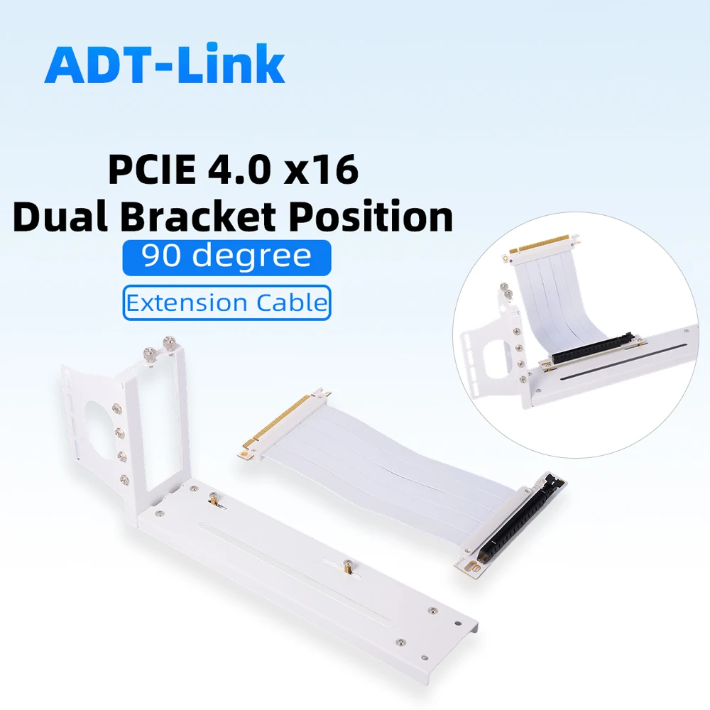 PCIE 4.0 X16 Riser Cable 90 Degree Vertical Bend Adapter Graphics Card GPU Extension Bracket Holder Mount 2 Gears Adjustmen 0.2m