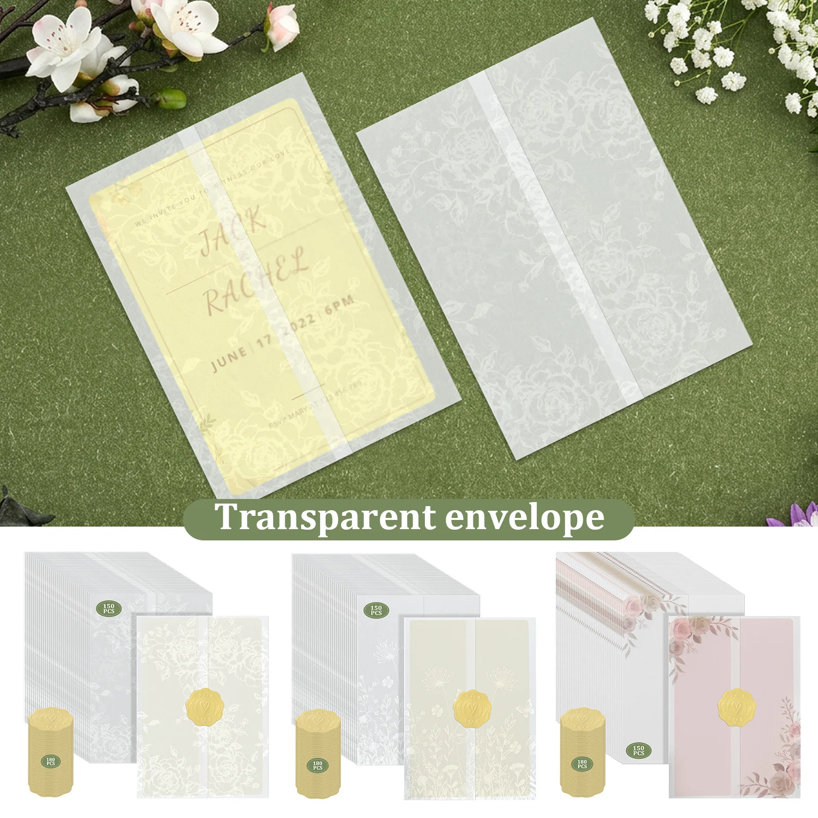 150Pcs Pre Folded Vellum Jacket Set Translucent Vellum Paper Invitation Wrap for 5 by 7 Inch Wedding Invitation Birthday
150Pcs Pre Folded Vellum Jacket Set Translucent Vellum Paper Invitation Wrap for 5 by 7 Inch Wedding Invitation Birthday