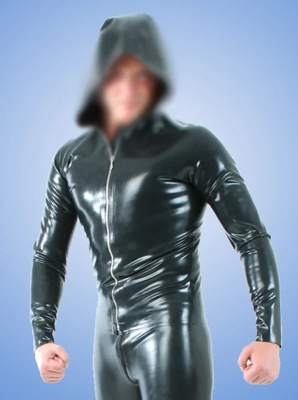 Long Sleeve Latex T-shirt with Cap Rubber Fetish Exotic Tank Tops with Front Zipper for Men Women (Top Only)
Long Sleeve Latex T-shirt with Cap Rubber Fetish Exotic Tank Tops with Front Zipper for Men Women (Top Only)