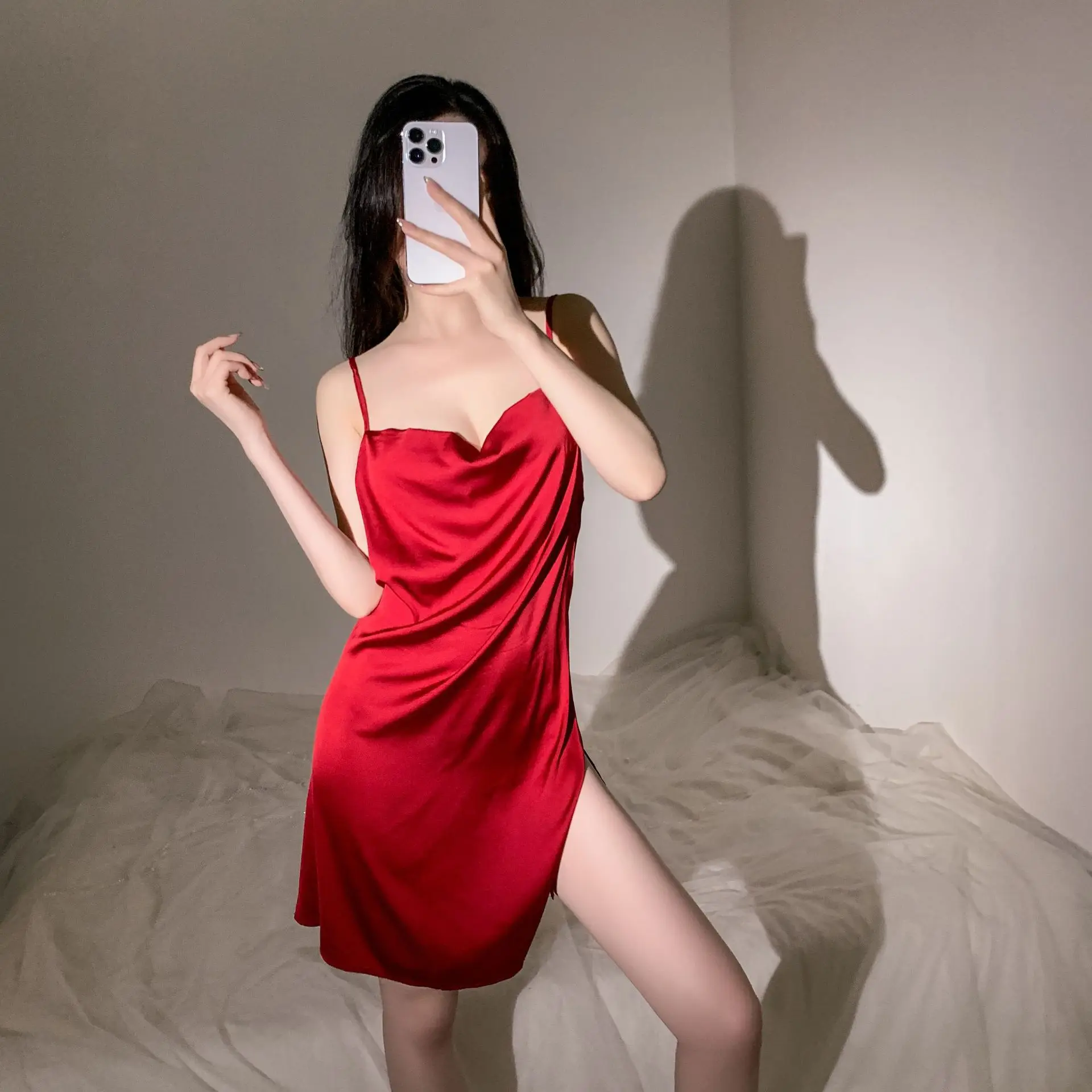 Erotic Lingerie Dress,Sexy Lace Nightgown - Sheer Hollow Out Satin Sleepwear, Slippery Babydoll Chemise with Spaghetti Straps
Erotic Lingerie Dress,Sexy Lace Nightgown - Sheer Hollow Out Satin Sleepwear, Slippery Babydoll Chemise with Spaghetti Straps