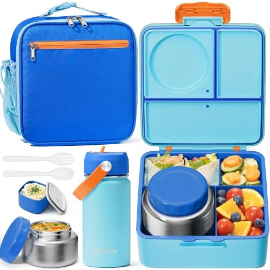 Bento Lunch Box with Thermo, Leakproof Toddler Bento Box with 8.5 OZ Insulated Food Jar, Lunch Bag, Water Bottle, 3 or 4 Compar
Bento Lunch Box with Thermo, Leakproof Toddler Bento Box with 8.5 OZ Insulated Food Jar, Lunch Bag, Water Bottle, 3 or 4 Compar