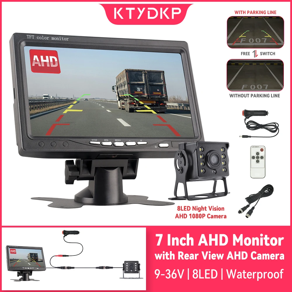 KTYDKP AHD Rear View Camera with 7" Lcd monitor for Car Parking 12-24V Night Vision Reversing Backup Camera Screen for Truck RV
KTYDKP AHD Rear View Camera with 7" Lcd monitor for Car Parking 12-24V Night Vision Reversing Backup Camera Screen for Truck RV