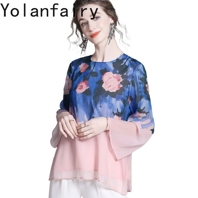 YOLANFAIRY 100% Real Mulberry Silk Blouses for Woman 2026 Summer Loose Printed Shirts Female Elegant Long Sleeve Shirt Women Top
YOLANFAIRY 100% Real Mulberry Silk Blouses for Woman 2026 Summer Loose Printed Shirts Female Elegant Long Sleeve Shirt Women Top