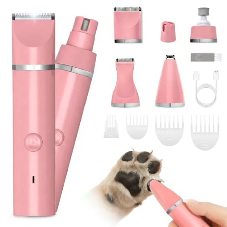Dog Grooming Clippers Kit-Electric Rechargeable Cat Trimmer Tools-Cordless Quiet Pet Nail Paw Grinder-4 in 1 Multifunctional Lo
Dog Grooming Clippers Kit-Electric Rechargeable Cat Trimmer Tools-Cordless Quiet Pet Nail Paw Grinder-4 in 1 Multifunctional Lo