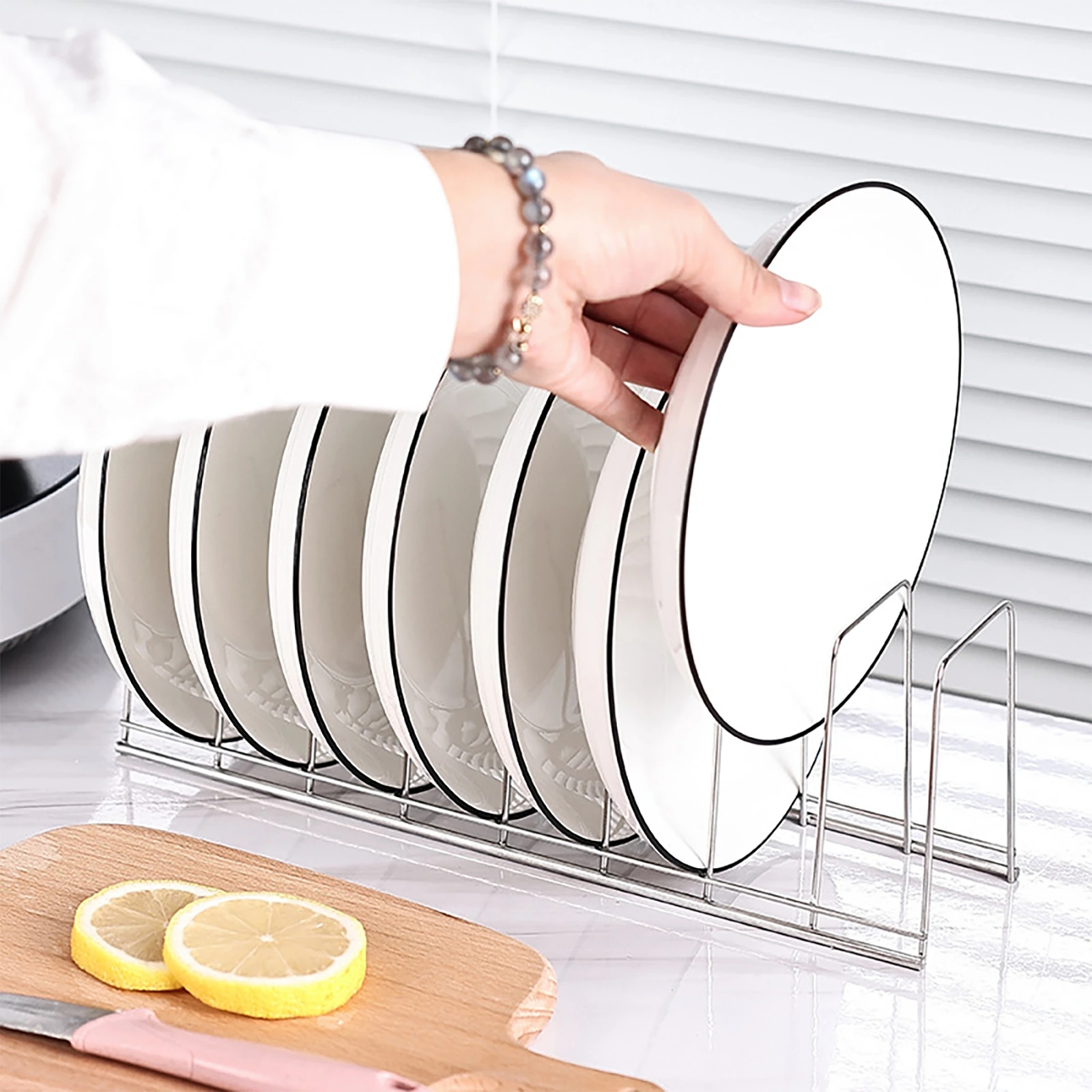 Stainless Steel Single Layer Plate Rack Kitchen Plate Holder Pan Lid Organizer Dish Drainer for Countertop Storage
Stainless Steel Single Layer Plate Rack Kitchen Plate Holder Pan Lid Organizer Dish Drainer for Countertop Storage