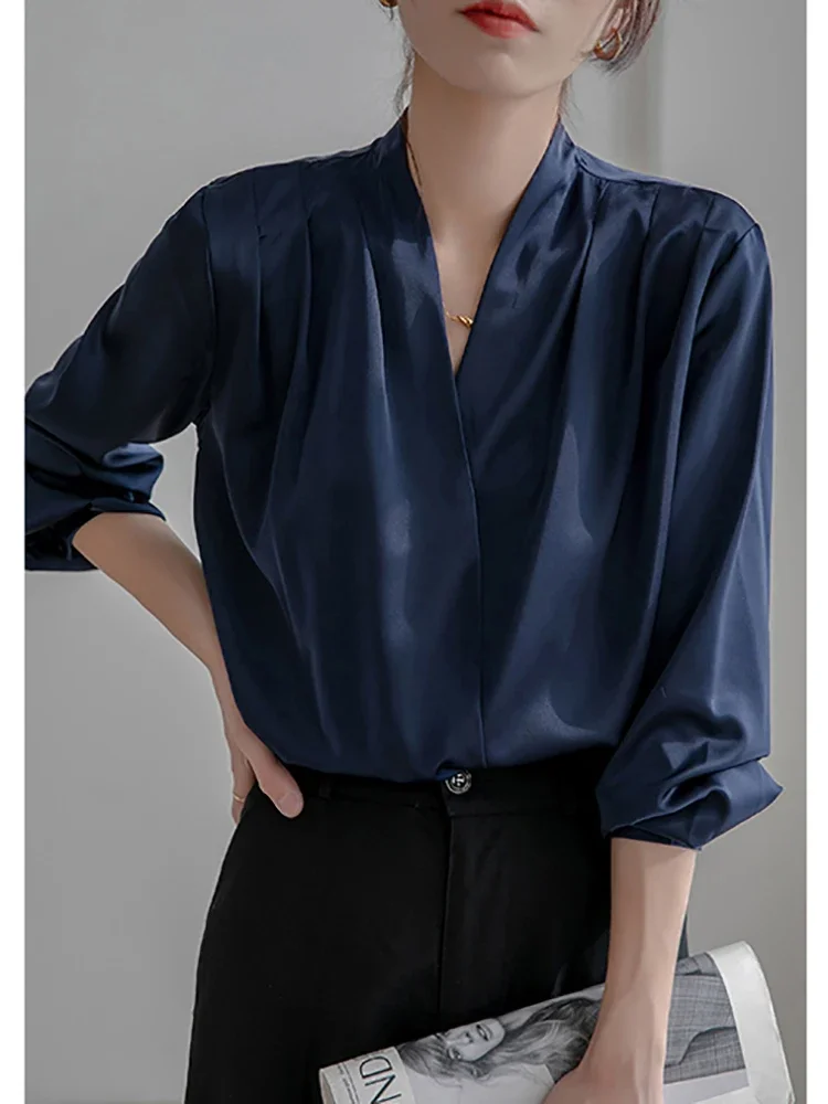 Fashion Slim Wrap Satin Blouse Women Top Autumn Spring Slim Sexy Blusas Feminina Long Sleeve Shirt Female Clothing
Fashion Slim Wrap Satin Blouse Women Top Autumn Spring Slim Sexy Blusas Feminina Long Sleeve Shirt Female Clothing