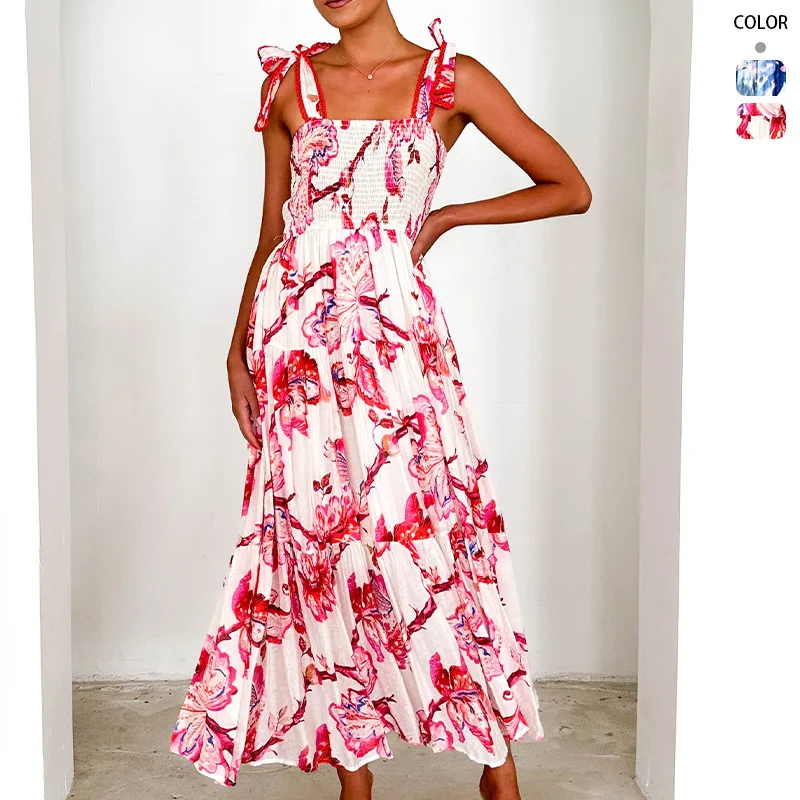 2026 Spring Summer Women's Dress With Straps, Elastic Waist, Wide Shoulder Straps, Long Printed Dress For Women
2026 Spring Summer Women's Dress With Straps, Elastic Waist, Wide Shoulder Straps, Long Printed Dress For Women