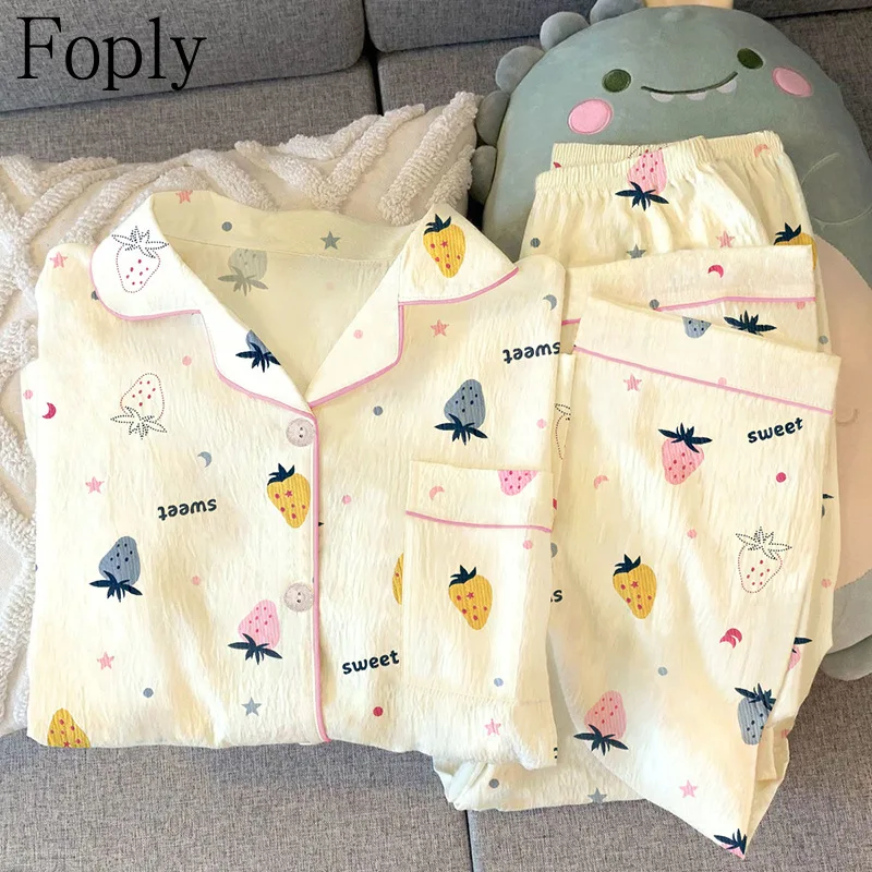 Strawberry Print Woman Pyjamas Spring Summer 2Piece Pajama Clouds Cotton Sleepwear Long Sleeve Pants Pijama Mujer Pjs Loungewear
Strawberry Print Woman Pyjamas Spring Summer 2Piece Pajama Clouds Cotton Sleepwear Long Sleeve Pants Pijama Mujer Pjs Loungewear