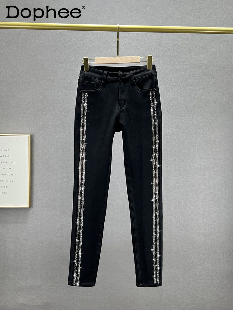 Fashion Fleece Padded Thick Jeans Women Autumn and Winter High Waist Slim Fit Rhinestone Skinny Pants High Waist Trousers Female
Fashion Fleece Padded Thick Jeans Women Autumn and Winter High Waist Slim Fit Rhinestone Skinny Pants High Waist Trousers Female