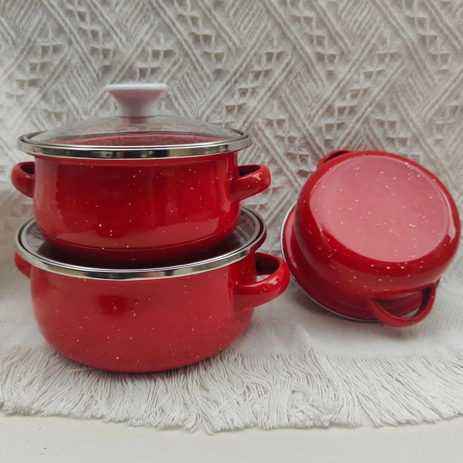 Double Handle Pot Universal Enamel Mini Pot Set for Cooking Simmering Deep Saucepan Home Kitchen Use
Double Handle Pot Universal Enamel Mini Pot Set for Cooking Simmering Deep Saucepan Home Kitchen Use