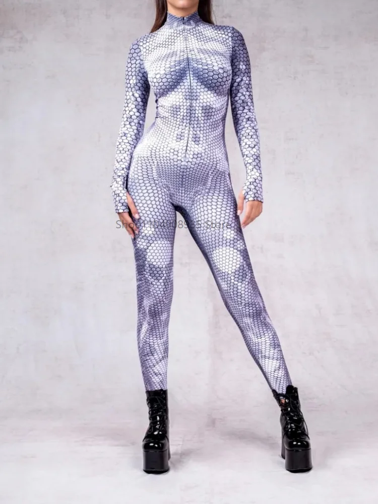 Silver Mermaid Costume Unique Cyber Jumpsuit Halloween Party Cosplay Droid Bodysuit Zentai Suit Robot Rompers 2025
Silver Mermaid Costume Unique Cyber Jumpsuit Halloween Party Cosplay Droid Bodysuit Zentai Suit Robot Rompers 2025