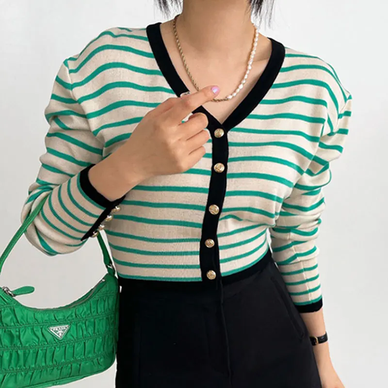 Slim Fit Long Sve V Ne Striped Knitted Open Cardigan Autumn Winter Faion Retro Versatile Women's Knitwear Slimming Effect
Slim Fit Long Sve V Ne Striped Knitted Open Cardigan Autumn Winter Faion Retro Versatile Women's Knitwear Slimming Effect