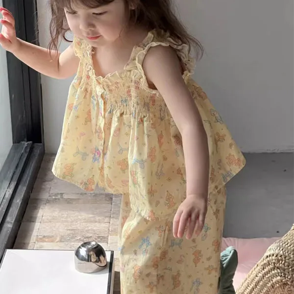 Girls Suit Summer New Korean Cute Fashion Full Print Sleeveless Halter Tops Wide Leg Pants Two Piece Set
Girls Suit Summer New Korean Cute Fashion Full Print Sleeveless Halter Tops Wide Leg Pants Two Piece Set