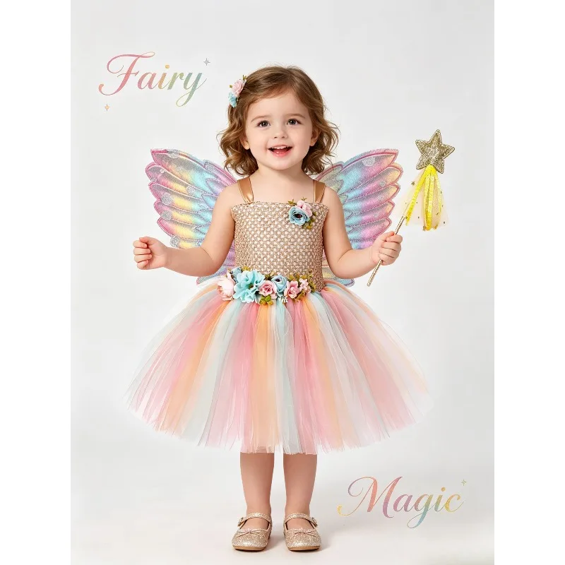 Floral Elf Fairy Long Dress Suit With Wings Magic Wand Tulle Layered Gown Holiday Birthday Carnival Stage Party Cosplay Costume
Floral Elf Fairy Long Dress Suit With Wings Magic Wand Tulle Layered Gown Holiday Birthday Carnival Stage Party Cosplay Costume