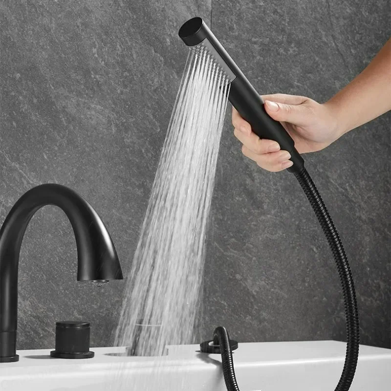 Brushed Gold Bathroom Faucet with Hand Shower Brass Bathtub Mixer Tap Cold Hot Water Handheld Tub Spout for Hotels And Home
Brushed Gold Bathroom Faucet with Hand Shower Brass Bathtub Mixer Tap Cold Hot Water Handheld Tub Spout for Hotels And Home