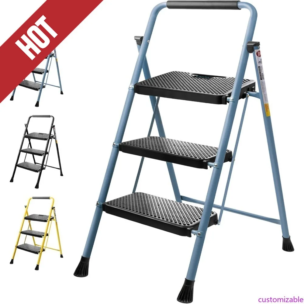 Customizable-3 Step Ladder, Heavy Duty Foldable Step Stool, Portable Steel Folding Stool For Household Garage Storage (Blue)
Customizable-3 Step Ladder, Heavy Duty Foldable Step Stool, Portable Steel Folding Stool For Household Garage Storage (Blue)