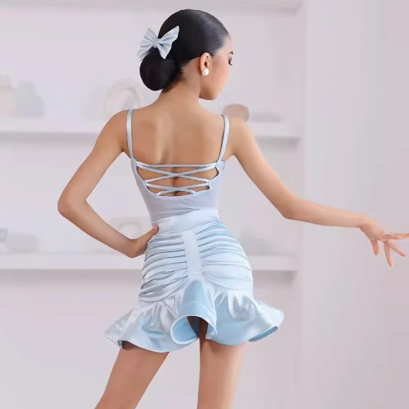 Children's Latin Dance Performance Costume Set Mesh Velvet Patchwork Spaghetti Strap Bowknot Bodysuit and Skirt Girls Dancewear
Children's Latin Dance Performance Costume Set Mesh Velvet Patchwork Spaghetti Strap Bowknot Bodysuit and Skirt Girls Dancewear