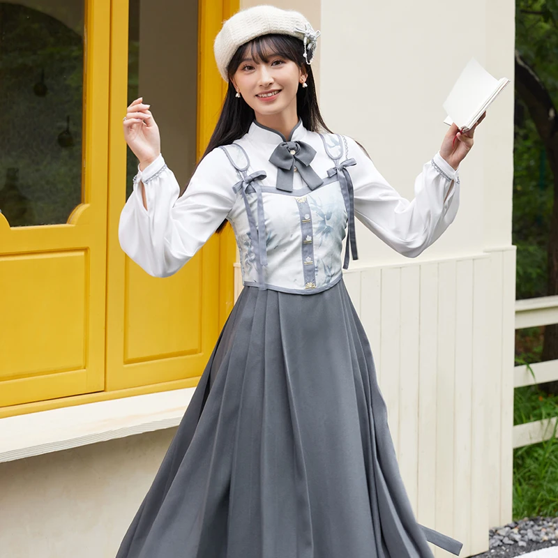 New Long Sleeve Dress Improved Chinese Style Print Vest Female Clothes Drama Stage Costume Festival Clothing Gray Hanfu DQL7573
New Long Sleeve Dress Improved Chinese Style Print Vest Female Clothes Drama Stage Costume Festival Clothing Gray Hanfu DQL7573